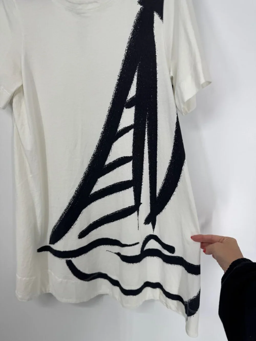 Celandine Anthropologie Short-sleeve Cotton Mini Swing Dress White Black Sz XXS